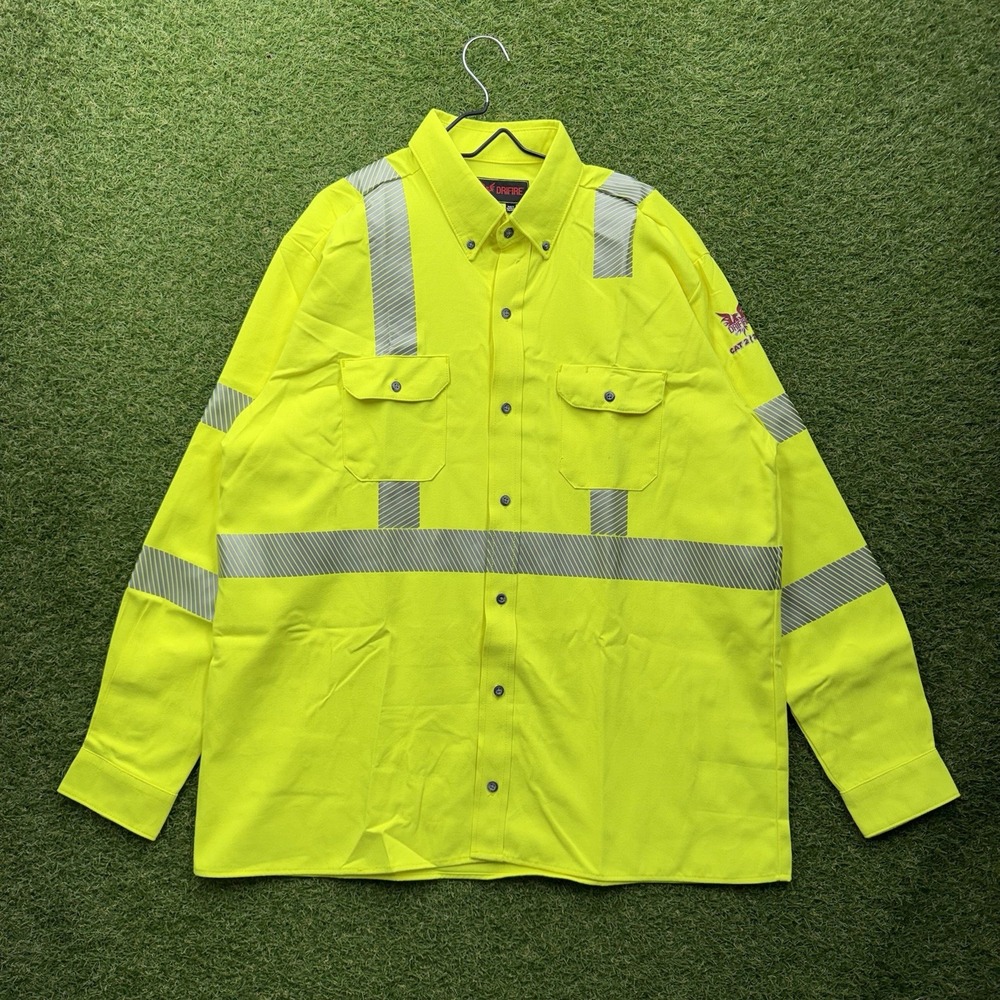 Drifire FR Flame Resistant Shirt Mens XL Reflective HiVis Button Up Workwear